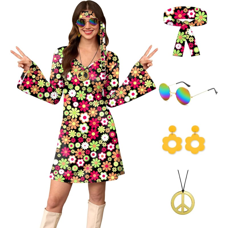 Disfraz de Hippie de los 70 pa - Women'S Accessories In The 60S reseña y precio