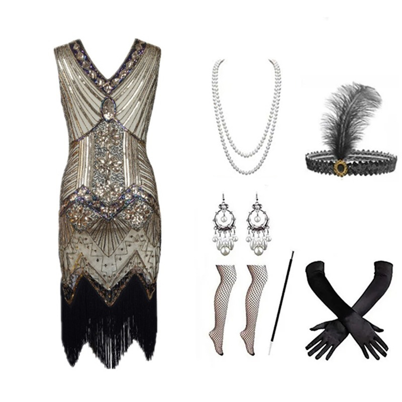 Conjunto de Vestido Flapper de - Women Accessories Kit reseña y precio