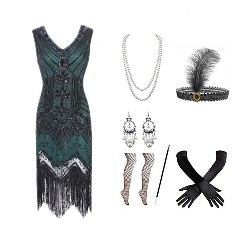 Conjunto de Vestido Flapper de - Women Accessories Kit reseña y precio